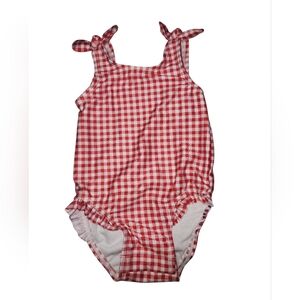 Cat & Jack Red Gingham Checkered Baby Swim Suit